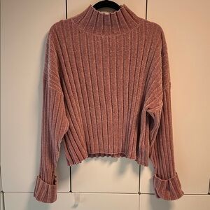 Topshop Ribbed Turtleneck Sweater - Dusty Rose